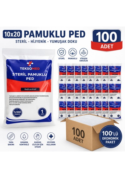 Pamuklu Ped 10x20 Cm 100'lü Paket