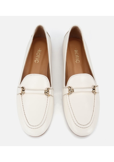 Hotiç Kadın Deri Ekru Toka Detaylı Klasik Loafer -