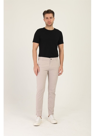 Tom Free Store Erkek Likralı Esnek Kumaş Pamuklu Yumuşak Dokulu Chino Pantolon Açık Bej