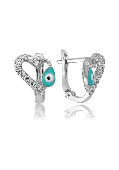 Gümüş Kalp Figürlü Çocuk Küpesi 14 MM-Gümüş