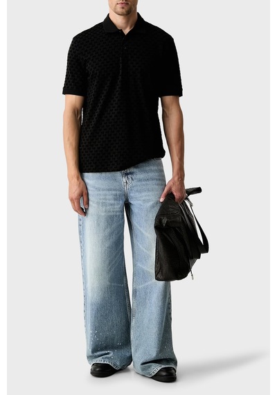 Armani Exchange % 100 Pamuk Regular Fit Düğmeli Polo Erkek Polo Xm002905 Af10356 Uc001 Siyah