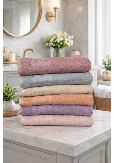 Eponj %100 Pamuk 70x140 Jakarlı Banyo Havlusu 450 Gr Kendinden Desenli Mor