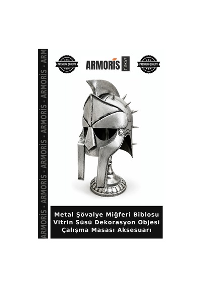 Metal Şövalye Miğferi Biblosu Vitrin Süsü Dekorasyon Objesi Çalışma Masası Aksesuarı
