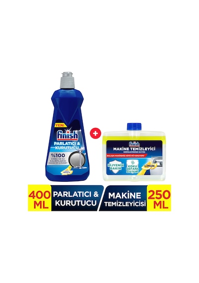 Finish Bulaşık Makinesi Parlatıcı Limon 400 ML+ Makine Temizleyici Sıvı Limon 250 ml