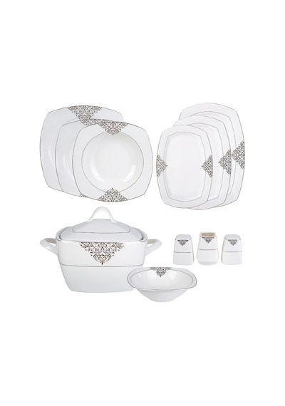 Emsan Yeni Yasemin Platin Hs Bone 60 Parça Yemek Takımı Beyaz