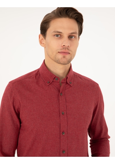 Pierre Cardin Erkek Vişne Gömlek Desenli 50292106-vr223 Vişne