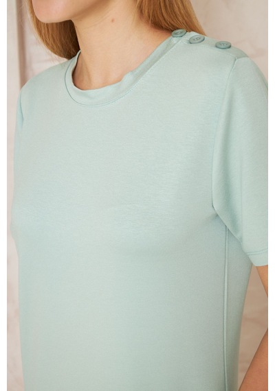 Pasaklı Giyim Kadın Mint Kısa Kollu Tam Boy Giy Çık Basic Elbise / Omzu Düğmeli / Yırtmaçlı /günlük Spor 3618308