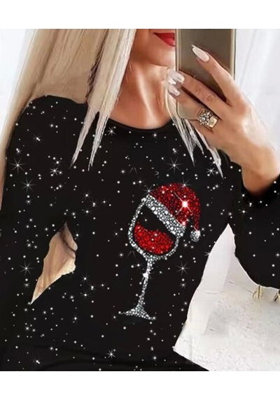 Saklımoda Kadın Uzun Kollu Taş Kadeh Baskı Mikro Mini Boy Elbise Siyah