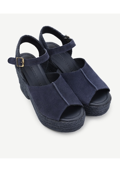 Yargıcı Hasır Toka Detaylı Yüksek Deri Espadril 25ykay4031x 004 Lacivert