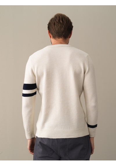 Xint Ekru Regular Fit Bisiklet Yaka Kazak 801646 beyaz