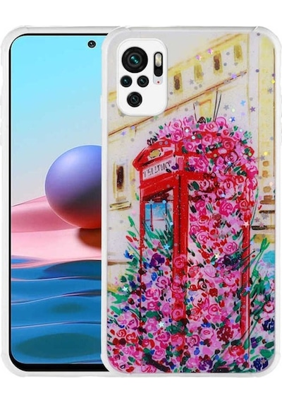 Xiaomi Poco M5s Kılıf Simli Desenli Kamera Korumalı Parlak Zore Popy Kapak Kulübe