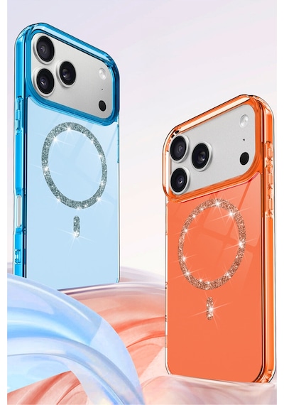 Apple Apple iPhone 17 Pro Max İçin Uyumlu Magsafe Özellikli Işıltılı Tasarımlı Ekstra Darbe Korumalı Kapak