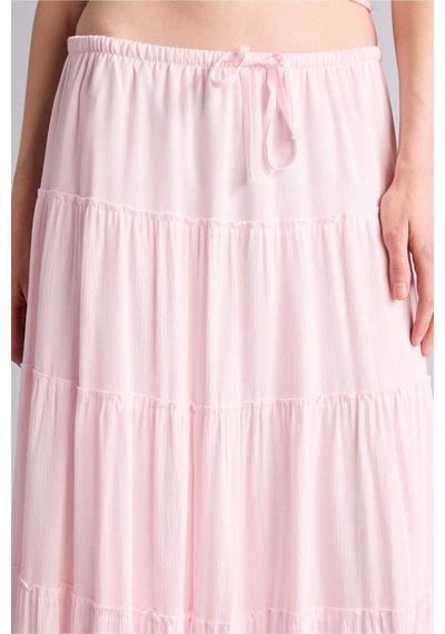 Defacto Normal Bel Pamuk Astarlı Krinkıl Kumaş Maxi Etek H3335ax26smpn74 Pembe-pn74