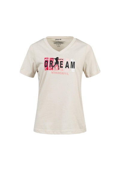 2as Alone Baskılı V Yaka Kadın T-shirt 404 Kum