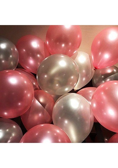 25 Ad Metalik Sedefli Şeker Pembe-Gümüş Gri Balon Helyumla Uçan