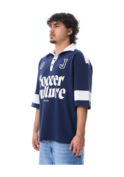 More Black Soccer Culture Baskılı Polo Yaka Premium Oversize Tshirt Parlament