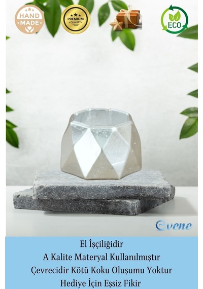 Mumluk Şamdan 3 Adet Tealight Uyumlu Poly 1 Küçük Model - Gümüş