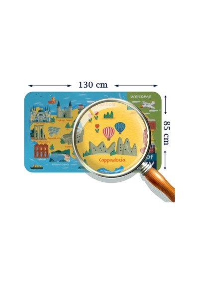 Eğitici Ve Öğretici Cocuk Odası Türkiye Haritası Duvar Sticker-85x130-3871 Çok Renkli