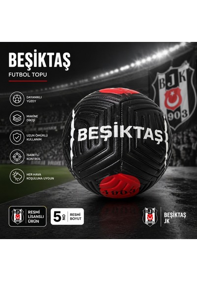Beşiktaş Futbol Topu Orjinal Maç Topu No:5 Siyah