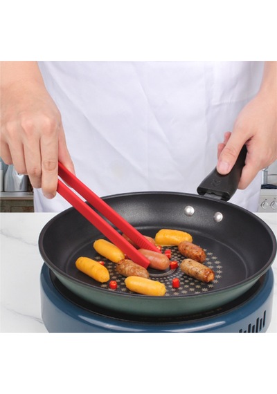 Silikon Kızartma Maşası Kırmızı 29 Cm - Izgara Maşası Isıya Dayanıklı Büyük Boy Komple Silikon Maşa