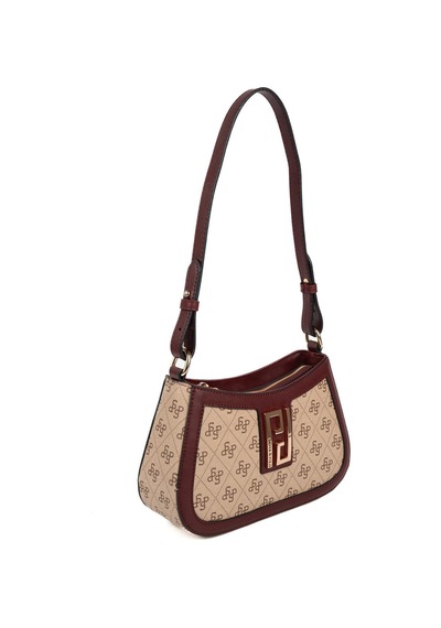 Silver Polo Sp1132 Kadın Çapraz Çanta Monogram Koyu Bej-bordo