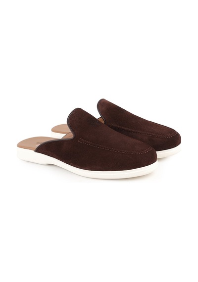 Libero L5950 Hakiki Süet Arkası Açık Ultra Hafif Eva Taban Erkek Loafer Sabot Ayakkabı Kahve