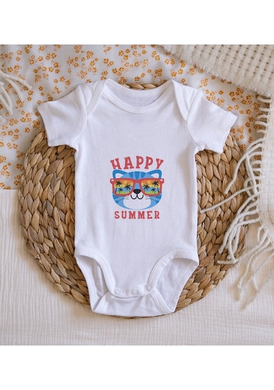 Bitmeyenkartus Bk Kids Happy Summer Tasarımlı Bebek Body Zıbın - Model 1 Çok Renkli