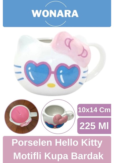 Özel Tasarım Sevgili Arkadaş Şık Ve Dekoratif Hediyelik Porselen Hello Kitty Motifli Kupa Bardak Diğer