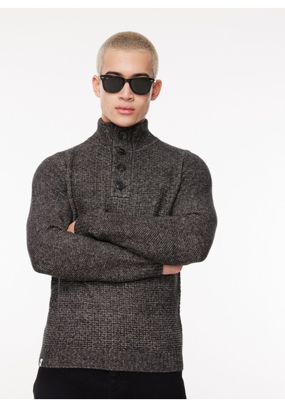 Fred Mello Dik Yaka Slim Fit Siyah Erkek Kazak Fm23w39mm