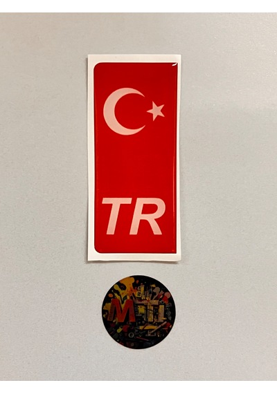 Tr Yazılı Ayyıldızlı Damla Etiket Kabartmalı Plaka Pulu Sticker Kırmızı Pul 2 Adet Kırmızı