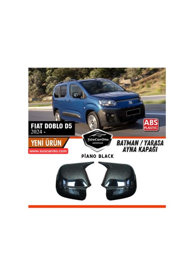 Fiat Doblo D5 2023 Sonrası Uyumlu Batman Yarasa Ayna Kapağı Piano Black Abs Plastik Sağ Sol Takım 00 Şüscaroto Aksesuar