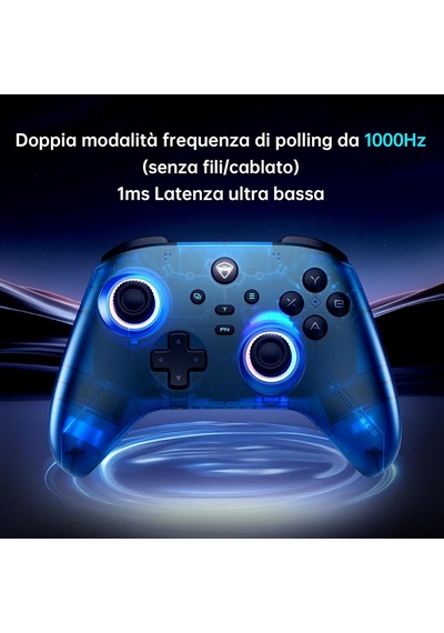 G3v2 Bluetooth Controller For Pc/switch/ıos/android, Hall Effect Joysticks, Rgb Lighting Gaming Controller,2 Programmable Buttons,1000mah Battery With Charging Station, Blue