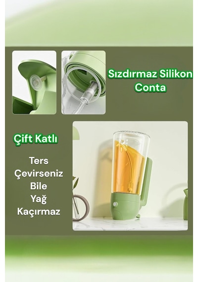 Cam Sprey Yağdanlık 2'si 1 Arada Kullanım Damlatmaz Conta Başlıklı Yağdanlık Kw-345 Yeşil Diğer