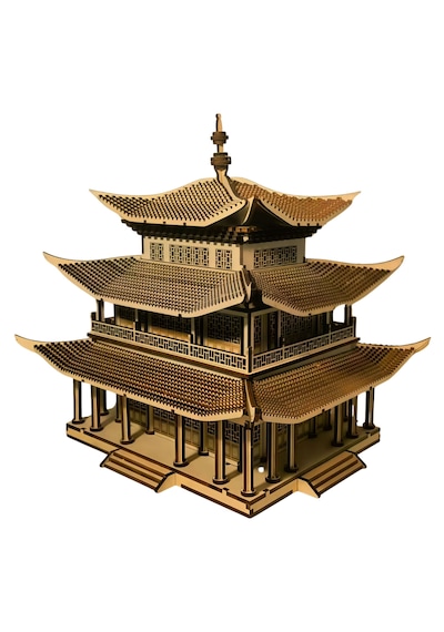 Geleneksel Doğu Köşkü Ahşap Maket Seti Dıy 3d Puzzle Pagoda Tarihi Mimari Koleksiyoner Modeli 466 Parça