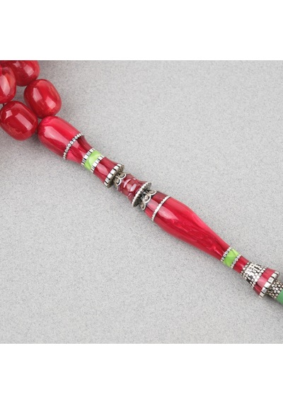 Sıkma Kehribar Özel Gümüş Nakış İmame Kapsül Kesim 15x17,5mm Tesbih
