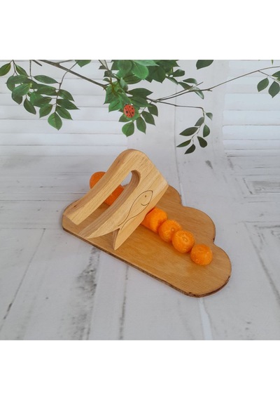 Güvenli Ve Dayanıklı Ahşap Çocuk Bıçağı Ve Bulut Desenli Kesme Tahtası / 2'li Set Ahşap