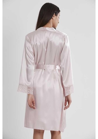 Pierre Cardin Sütyen Kaplı Pudra Sabahlık Gecelik Set 4285 Pudra