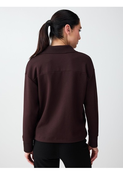 Jimmy Key Jimmy Key Acı Kahve Polo Yaka Uzun Kollu Modal Örme Sweatshirt 6sw235626803 Kahverengi