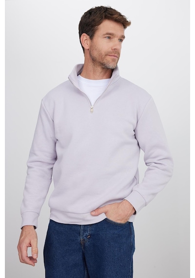 Tudors Unisex Relax Fit Rahat Kesim Pamuklu İçi Polarlı Yarım Fermuarlı Lila Dik Yaka Sweatshirt-35173 Lila Tudors Unisex Relax Fit Rahat Kesim Pamuklu İçi Polarlı Yarım Fermuarlı Lila Dik Yaka Sweatshirt-35173 Lila