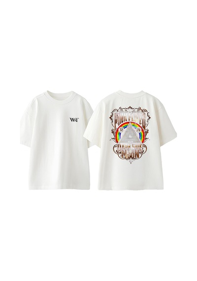 Thewert Pink Floyd Dark Side 1 Tasarım Sırt Baskılı Pamuk Beyaz Oversize T-shirt