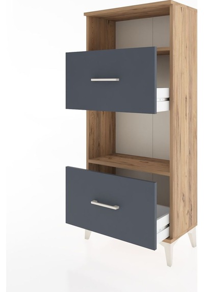 Hyperion Dolap 2 Raflı 2 Çekmeceli 60x44x134 Çam-antrasit Çam