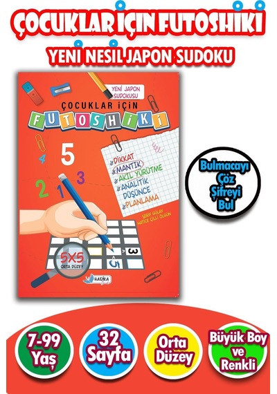 Çocuklar İçin Zeka & Dikkat Güçlendiren FUTOSHİKİ Orta Düzey Yeni Nesil JAPON SUDOKU 7-99 Yaş