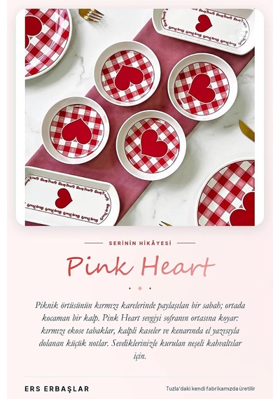 Tr Pınk Heart 14 Parça 6 Kişilik Lüx Kahvaltı Takımı, Kahvaltı Seti Genel