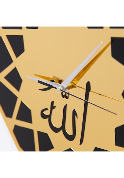 Deepcraft Dekoratif Şeffaf Akrilik Sessiz Akar Duvar Saati Salon,mutfak,ofis Saati -gold Siyah Allah Akrilik