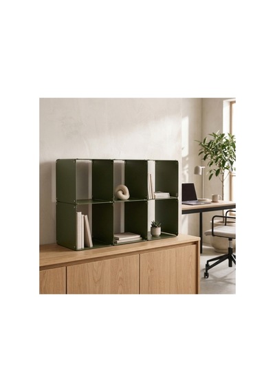 Node 6'lı Modüler Metal Açık Raf Ünitesi Konsol Ve Masaüstü Kitaplık 50x33 Cm Yeşil - 944245501 Yeşil