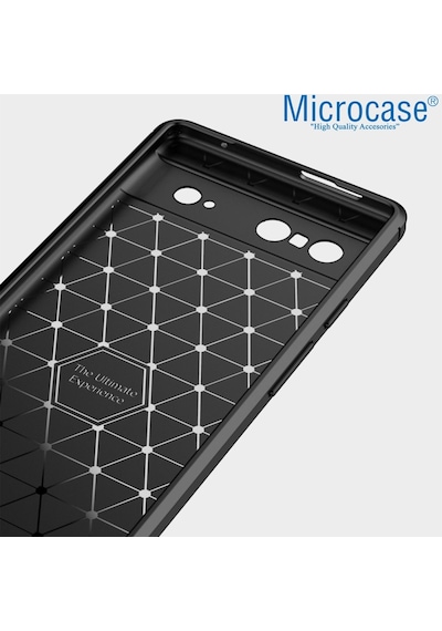 Google Pixel 7 Brushed Carbon Fiber Silikon Kılıf - Siyah Al3332