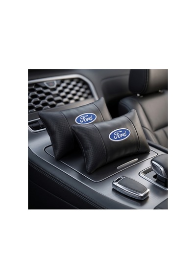 Ford Logolu Oto Koltuk Boyun Yastığı 2 Parça Tüm Modeller İçin Uygundur Siyah