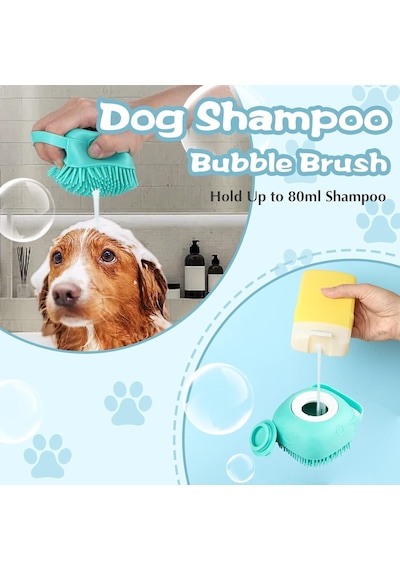 Şampuan Hazneli Kedi Köpek Yıkama Fırçası Sarı Masaj Özellikli Silikon Tüy Temizleme Ve Yıkama Tarağı Evcil Hayvan Banyo Aksesuarı