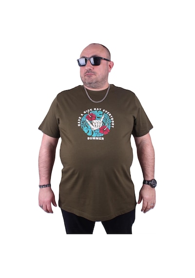 Moc Grande Mocgrande Büyük Beden Erkek Sıfır Yaka Tişört Summer 23119 Askeri Yeşil