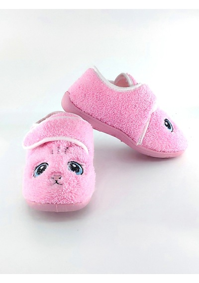 Gezer Peluş Çocuk Günlük Kreş Ayakkabısı Panduf Pembe-kedi